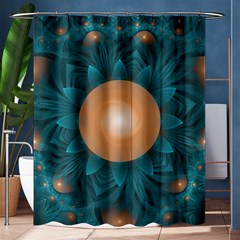 Beautiful Orange Teal Fractal Lotus Lily Pad Pond Shower Curtain 60  X 72  (medium)  by jayaprime