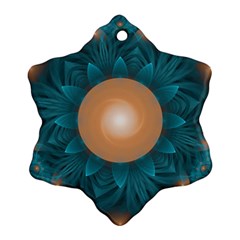 Beautiful Orange Teal Fractal Lotus Lily Pad Pond Ornament (snowflake) by jayaprime