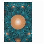 Beautiful Orange Teal Fractal Lotus Lily Pad Pond Small Garden Flag (Two Sides) Front