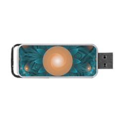 Beautiful Orange Teal Fractal Lotus Lily Pad Pond Portable Usb Flash (two Sides) by jayaprime