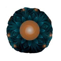 Beautiful Orange Teal Fractal Lotus Lily Pad Pond Standard 15  Premium Round Cushions by jayaprime