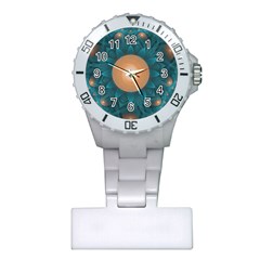 Beautiful Orange Teal Fractal Lotus Lily Pad Pond Plastic Nurses Watch by jayaprime