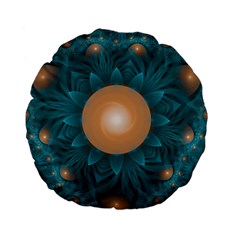 Beautiful Orange Teal Fractal Lotus Lily Pad Pond Standard 15  Premium Flano Round Cushions by jayaprime