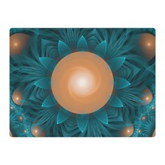 Beautiful Orange Teal Fractal Lotus Lily Pad Pond Double Sided Flano Blanket (mini)  by jayaprime