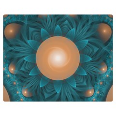 Beautiful Orange Teal Fractal Lotus Lily Pad Pond Double Sided Flano Blanket (medium)  by jayaprime