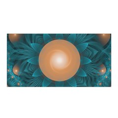 Beautiful Orange Teal Fractal Lotus Lily Pad Pond Satin Wrap by jayaprime