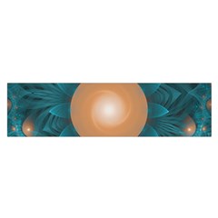 Beautiful Orange Teal Fractal Lotus Lily Pad Pond Satin Scarf (oblong) by jayaprime