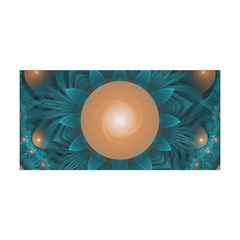 Beautiful Orange Teal Fractal Lotus Lily Pad Pond Yoga Headband by jayaprime