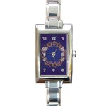 Blue Gold Look Stars Christmas Wreath Rectangle Italian Charm Watch Front