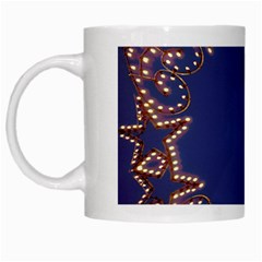 Blue Gold Look Stars Christmas Wreath White Mugs by yoursparklingshop