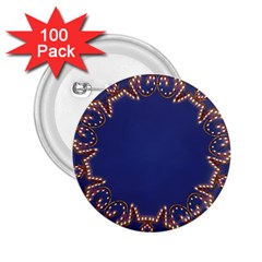 Blue Gold Look Stars Christmas Wreath 2 25  Buttons (100 Pack)  by yoursparklingshop