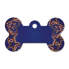 Blue Gold Look Stars Christmas Wreath Dog Tag Bone (two Sides) by yoursparklingshop