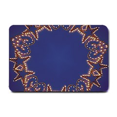 Blue Gold Look Stars Christmas Wreath Small Doormat  by yoursparklingshop