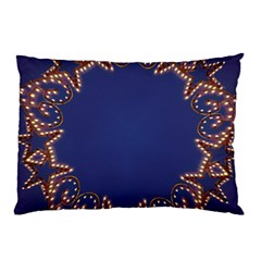 Blue Gold Look Stars Christmas Wreath Pillow Case by yoursparklingshop