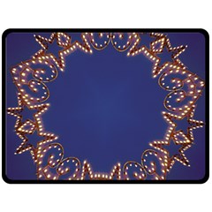 Blue Gold Look Stars Christmas Wreath Fleece Blanket (large)  by yoursparklingshop