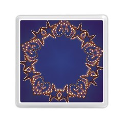 Blue Gold Look Stars Christmas Wreath Memory Card Reader (square)  by yoursparklingshop