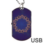 Blue Gold Look Stars Christmas Wreath Dog Tag USB Flash (One Side) Front