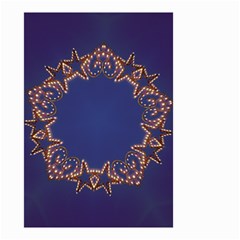 Blue Gold Look Stars Christmas Wreath Small Garden Flag (two Sides) by yoursparklingshop