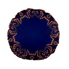 Blue Gold Look Stars Christmas Wreath Standard 15  Premium Round Cushions by yoursparklingshop