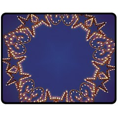 Blue Gold Look Stars Christmas Wreath Double Sided Fleece Blanket (medium)  by yoursparklingshop