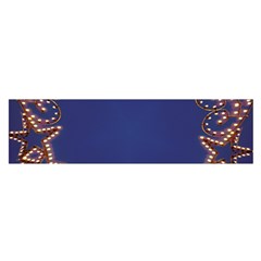 Blue Gold Look Stars Christmas Wreath Satin Scarf (oblong) by yoursparklingshop