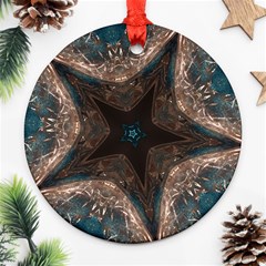 Kaleidoscopic Design Elegant Star Brown Turquoise Ornament (round) by yoursparklingshop