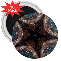 Kaleidoscopic Design Elegant Star Brown Turquoise 3  Magnets (10 Pack)  by yoursparklingshop