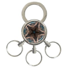 Kaleidoscopic Design Elegant Star Brown Turquoise 3-ring Key Chains by yoursparklingshop