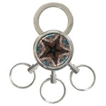 Kaleidoscopic Design Elegant Star Brown Turquoise 3-Ring Key Chains Front