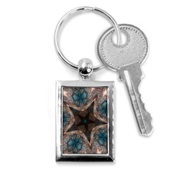 Kaleidoscopic Design Elegant Star Brown Turquoise Key Chains (rectangle)  by yoursparklingshop