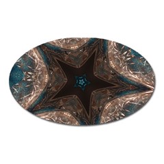 Kaleidoscopic Design Elegant Star Brown Turquoise Oval Magnet by yoursparklingshop