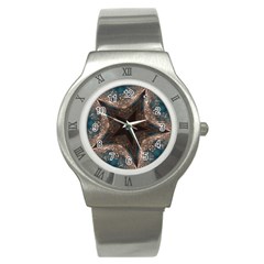 Kaleidoscopic Design Elegant Star Brown Turquoise Stainless Steel Watch by yoursparklingshop