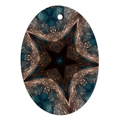 Kaleidoscopic Design Elegant Star Brown Turquoise Oval Ornament (two Sides) by yoursparklingshop