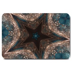 Kaleidoscopic Design Elegant Star Brown Turquoise Large Doormat  by yoursparklingshop