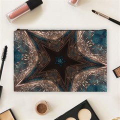 Kaleidoscopic Design Elegant Star Brown Turquoise Cosmetic Bag (large)  by yoursparklingshop