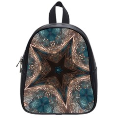 Kaleidoscopic Design Elegant Star Brown Turquoise School Bag (small) by yoursparklingshop