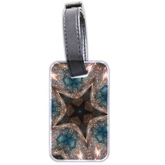 Kaleidoscopic Design Elegant Star Brown Turquoise Luggage Tags (two Sides) by yoursparklingshop