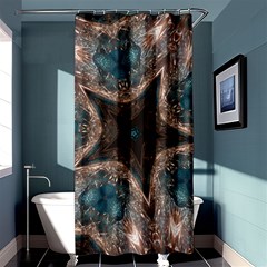 Kaleidoscopic Design Elegant Star Brown Turquoise Shower Curtain 36  X 72  (stall)  by yoursparklingshop