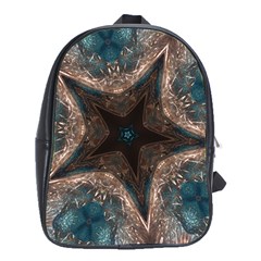 Kaleidoscopic Design Elegant Star Brown Turquoise School Bag (xl) by yoursparklingshop