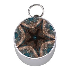 Kaleidoscopic Design Elegant Star Brown Turquoise Mini Silver Compasses by yoursparklingshop