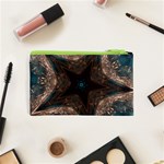 Kaleidoscopic Design Elegant Star Brown Turquoise Cosmetic Bag (XS) Back