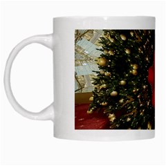 Christmas Wreath Stars Green Red Elegant White Mugs by yoursparklingshop