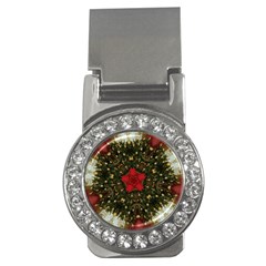 Christmas Wreath Stars Green Red Elegant Money Clips (cz)  by yoursparklingshop