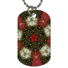 Christmas Wreath Stars Green Red Elegant Dog Tag (two Sides) by yoursparklingshop