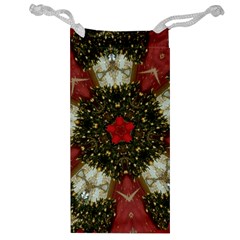 Christmas Wreath Stars Green Red Elegant Jewelry Bag by yoursparklingshop