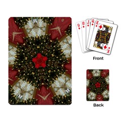 Christmas Wreath Stars Green Red Elegant Playing Card by yoursparklingshop