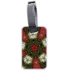 Christmas Wreath Stars Green Red Elegant Luggage Tags (two Sides) by yoursparklingshop