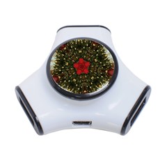 Christmas Wreath Stars Green Red Elegant 3-port Usb Hub by yoursparklingshop