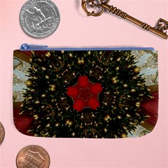 Christmas Wreath Stars Green Red Elegant Large Coin Purse by yoursparklingshop