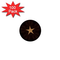 Rustic Elegant Brown Christmas Star Design 1  Mini Buttons (100 Pack)  by yoursparklingshop